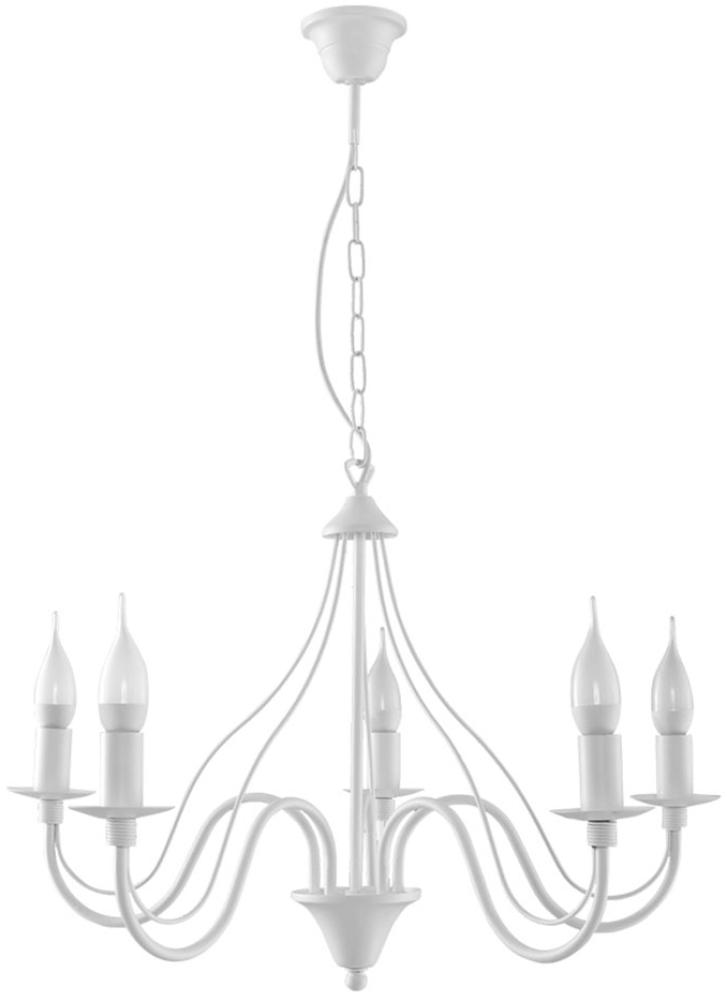 Kronleuchter, Stahl, weiß, pendelnd, 5-flammig, H 80 cm Bild 1
