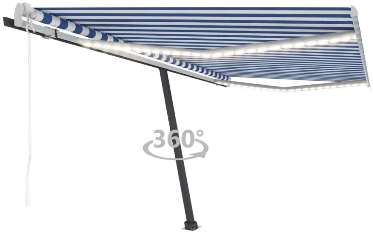vidaXL Automatische Markise mit LED Windsensor 450x300 cm Blau und Weiß Bild 1
