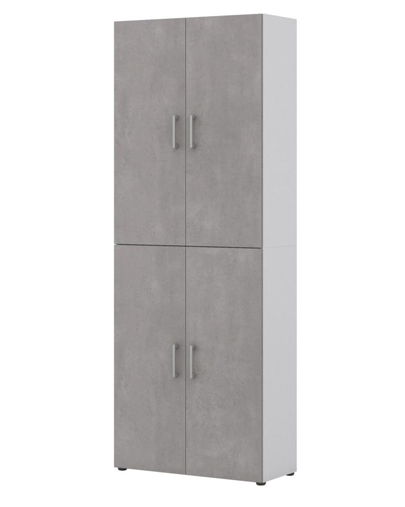 Aktenschrank VII - viertürig, 6 Fächer - Weiß/Beton Bild 1