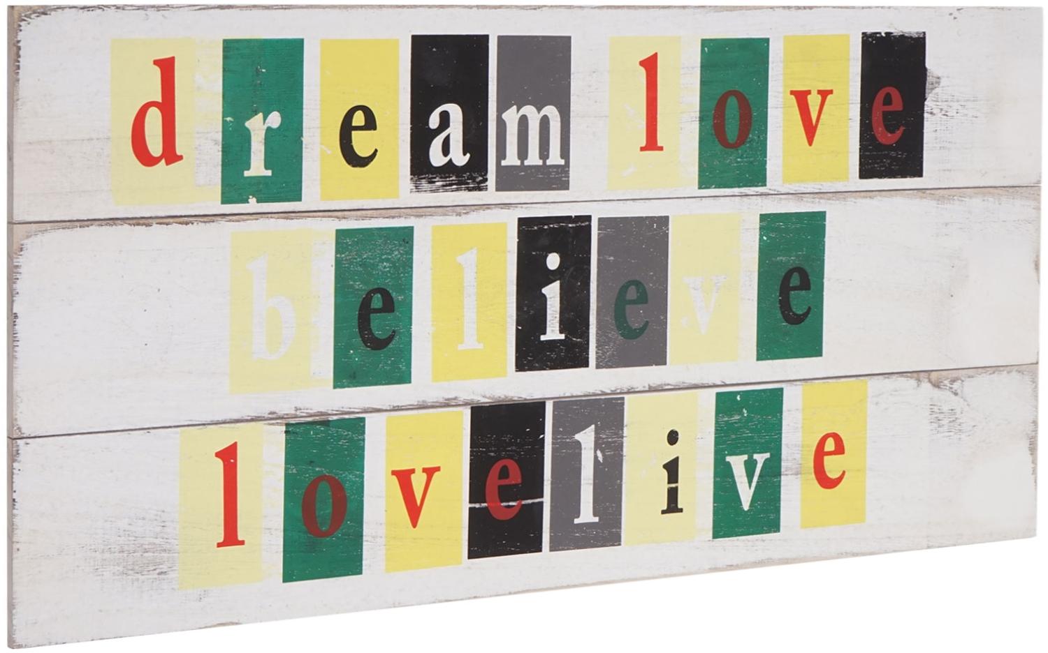 Wandschild Love-Life, Holzschild Dekoschild Schild, Shabby-Look Vintage mit 3 Haken 30x60cm Bild 1