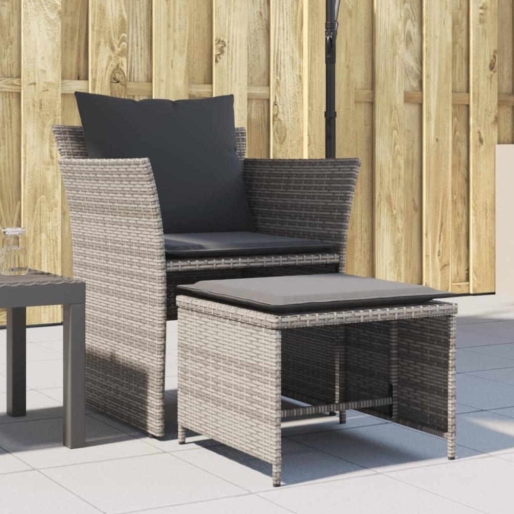 vidaXL Gartenstuhl mit Fußhocker Grau Poly Rattan Bild 1