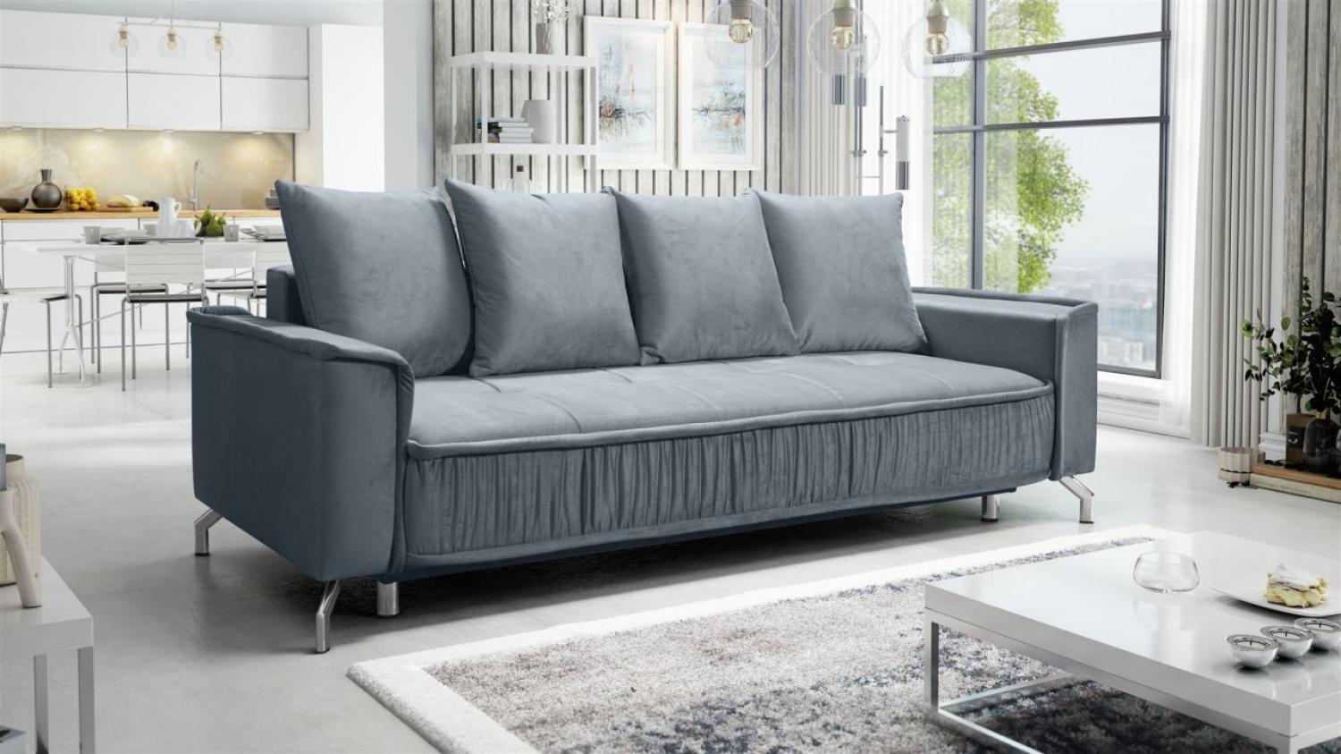 Schlafsofa Sofa 3-Sitzer FLORENCE Stoff Element Grau Bild 1