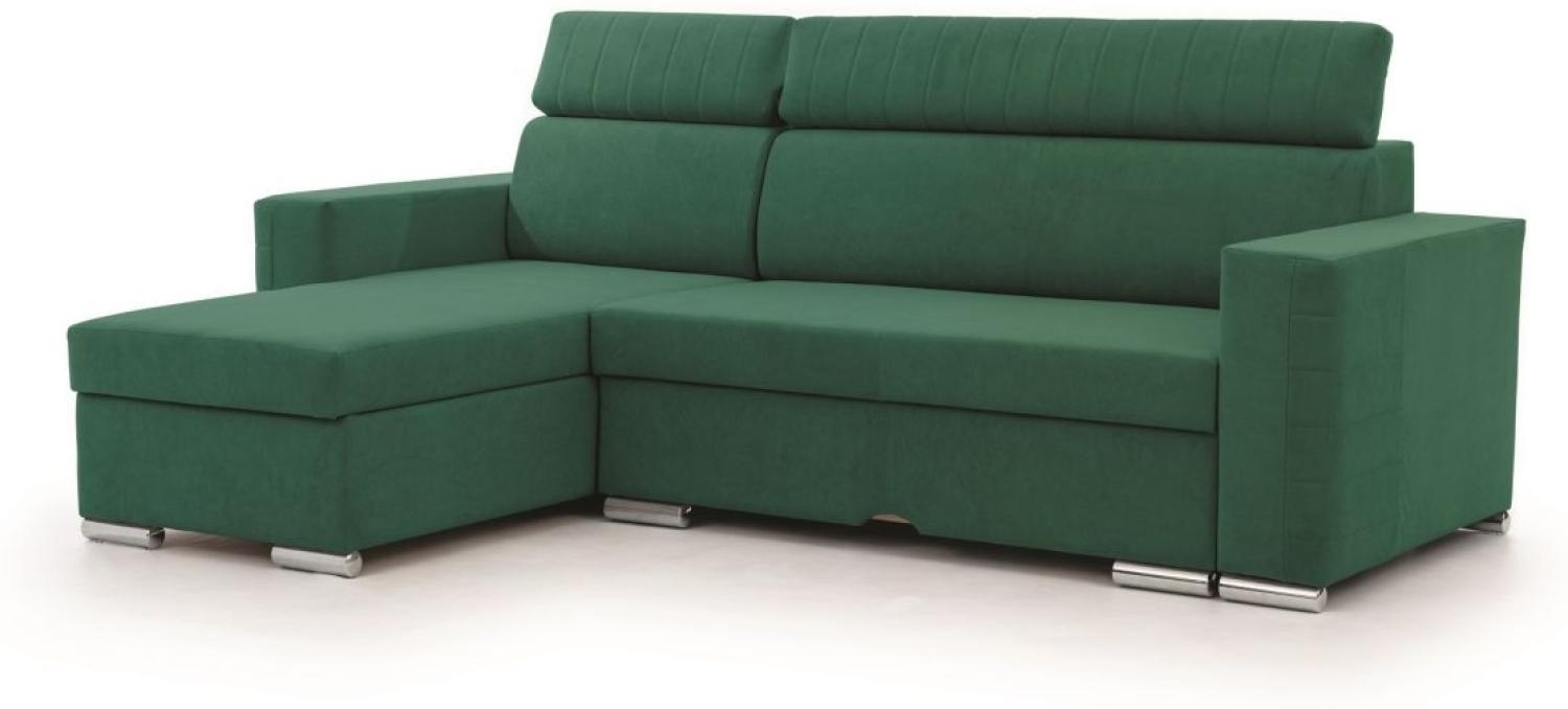 Ecksofa Schlafsofa Sofa CANTON in Stoff Camelia Grün Ottomane Links Bild 1