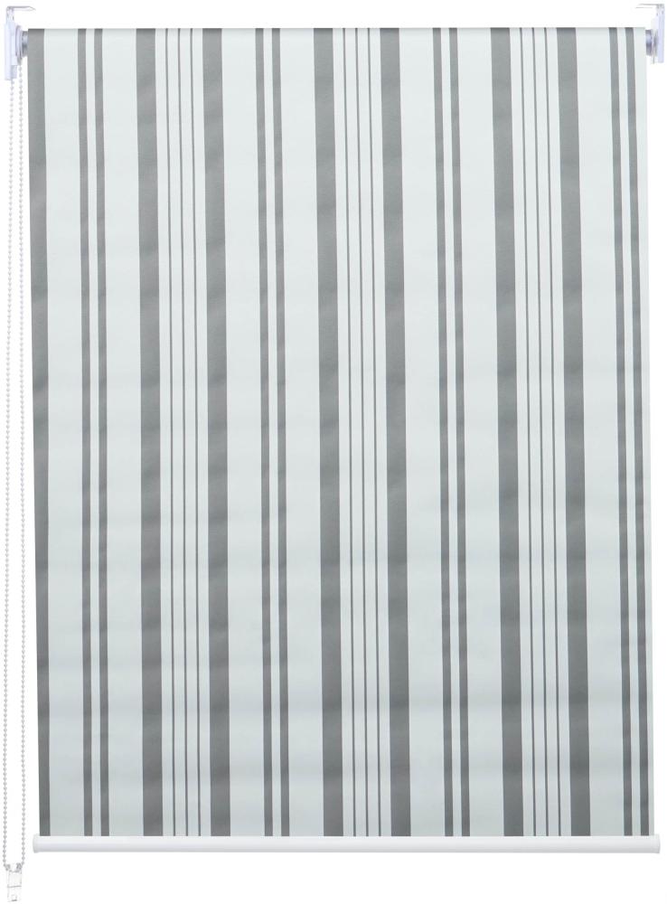 Rollo HWC-D52, Fensterrollo Seitenzugrollo Jalousie, 110x230cm Sonnenschutz Verdunkelung blickdicht ~ grau/weiß Bild 1