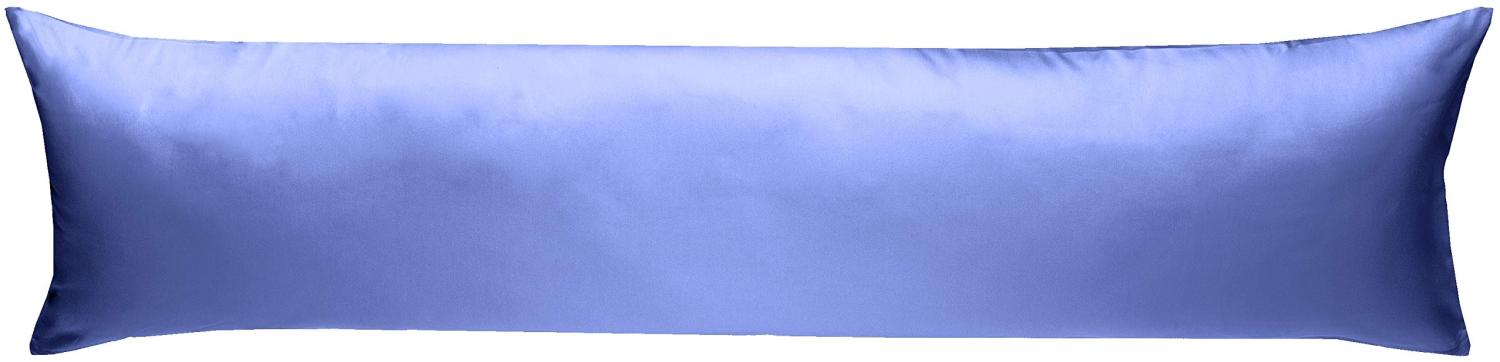 Mako-Satin Baumwollsatin Bettwäsche Uni einfarbig zum Kombinieren (Seitenschläferkissen Bezug 40 x 200 cm, hellblau) Bild 1