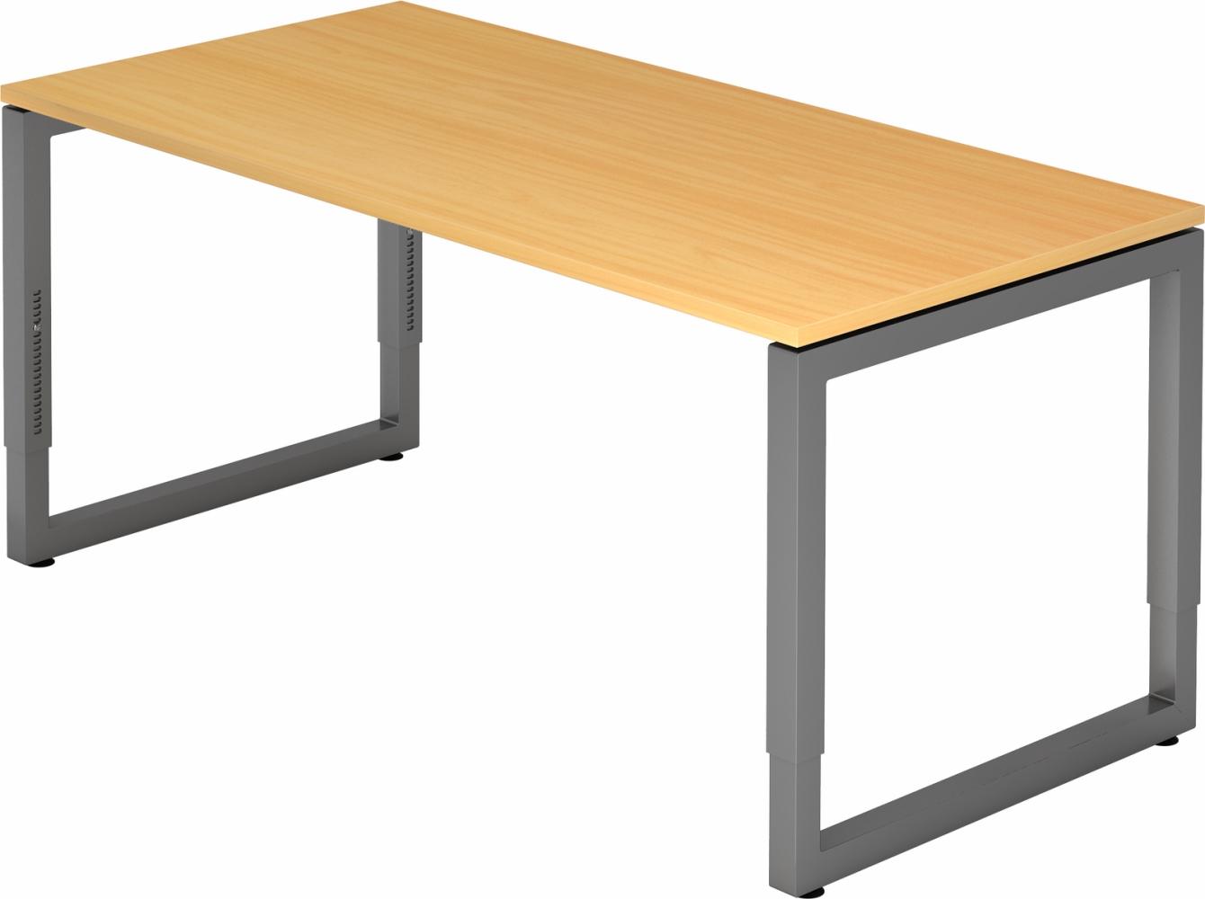 bümö® Schreibtisch R-Serie höhenverstellbar, Tischplatte 160 x 80 cm in Buche, Gestell in graphit Bild 1
