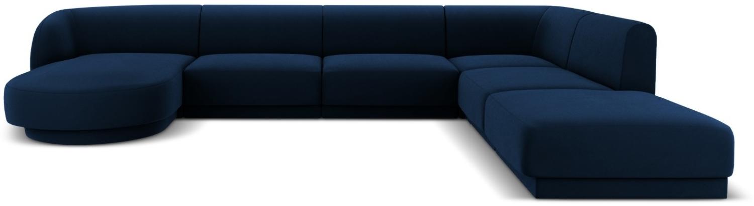 Micadoni 6-Sitzer Samtstoff Ecke rechts Sofa Miley | Beinfarbe Black Plastic, Königsblau Bild 1