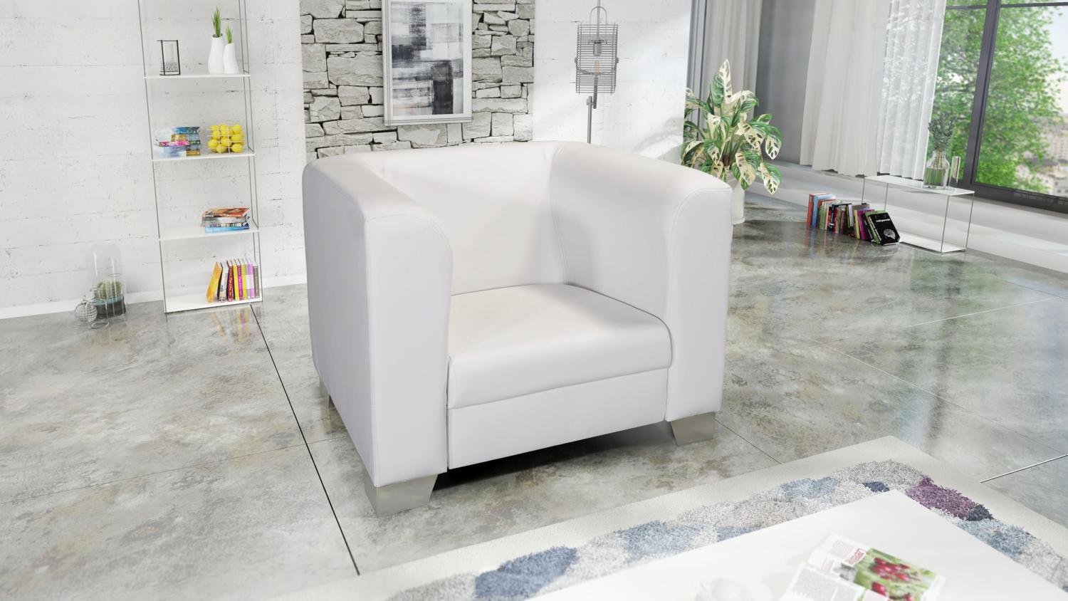 Edler Loungesessel Chicago in Kunstleder weiss Couch Polstersofa Sofa Sessel Bild 1