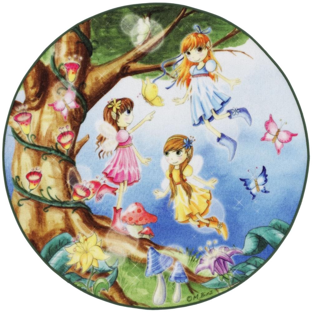 Kinderteppich- Lovely Kids Prinzessinen Fee, Mädchen- Kinderzimmer 130 x 130 cm Rund Bild 1
