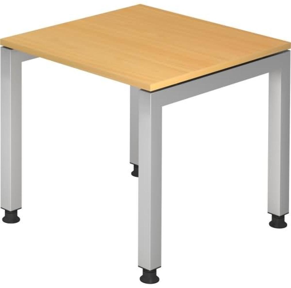 Schreibtisch JS08 U-Fuß / 4-Fuß eckig 80x80cm Buche Gestellfarbe: Silber Bild 1