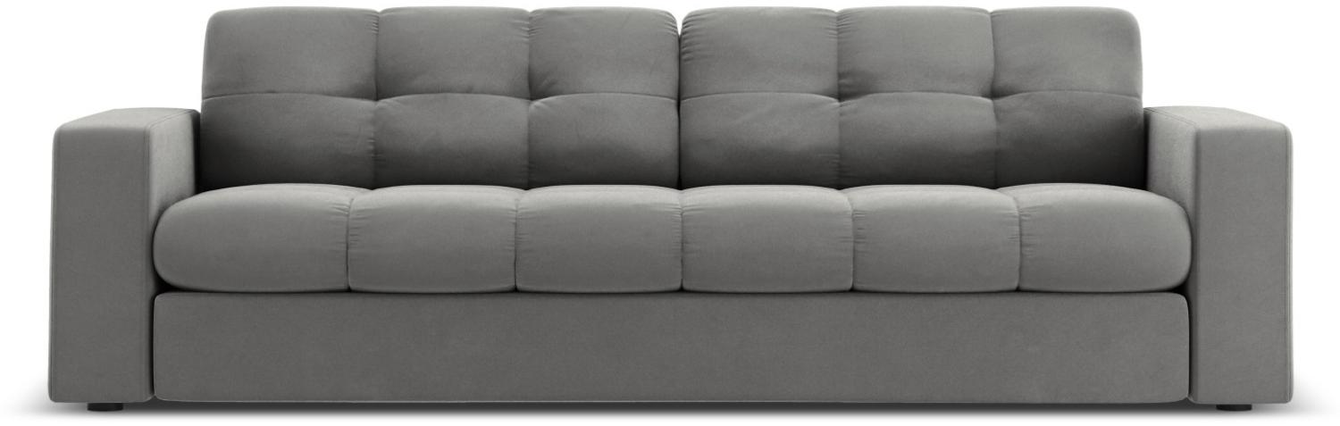 Micadoni 3-Sitzer Samtstoff Sofa Justin | Bezug Light Grey | Beinfarbe Black Plastic Bild 1