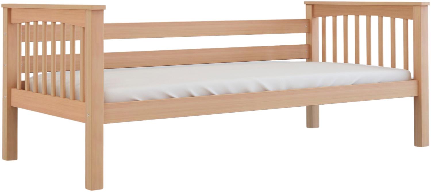 Polini-Kids 'Lea' Sofabett mit Zusatzbett-Bettkasten, massives Buchenholz natur, 90 x 200 cm Bild 1