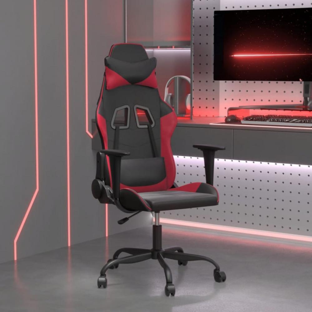 Gaming-Stuhl mit Massagefunktion Schwarz und Weinrot Kunstleder (Farbe: Rot) Bild 1