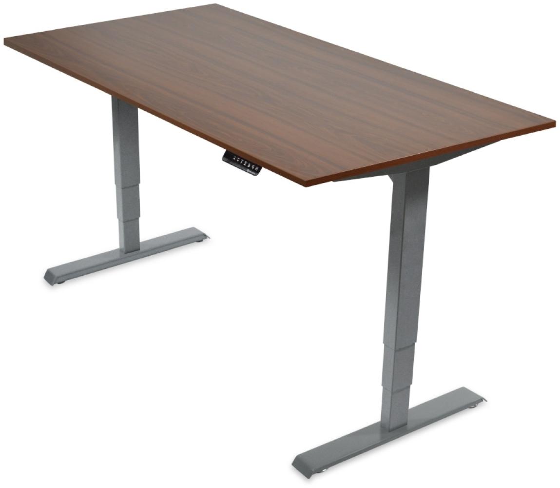 Desktopia Pro - Elektrisch höhenverstellbarer Schreibtisch / Ergonomischer Tisch mit Memory-Funktion, 5 Jahre Garantie - (Nussbaum, 180x80 cm, Gestell Grau) Bild 1