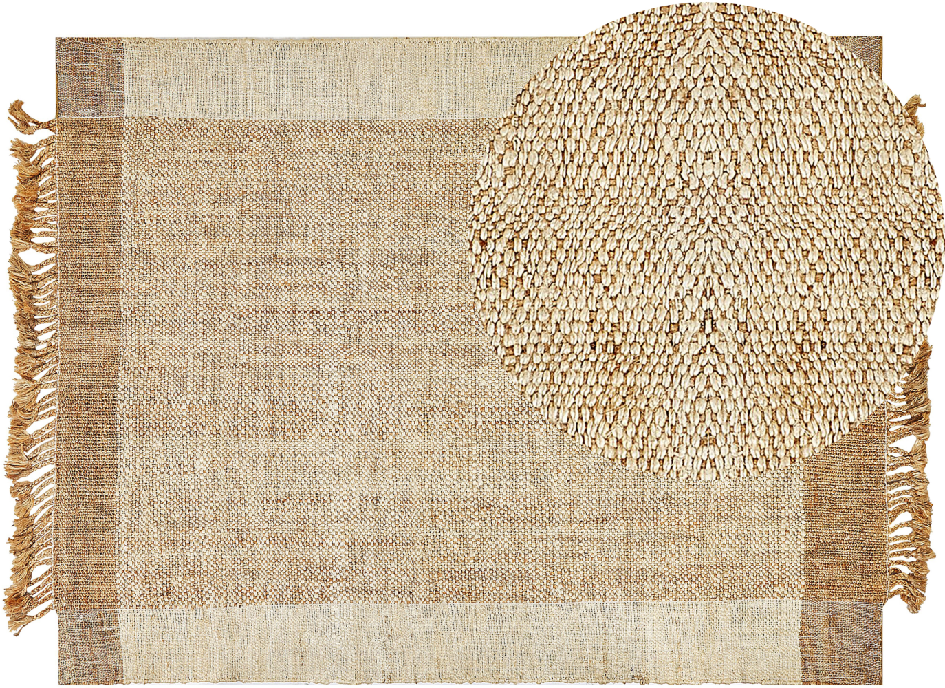 Teppich Jute sandbeige 160 x 230 cm geometrisches Muster Kurzflor DEDEMLI Bild 1