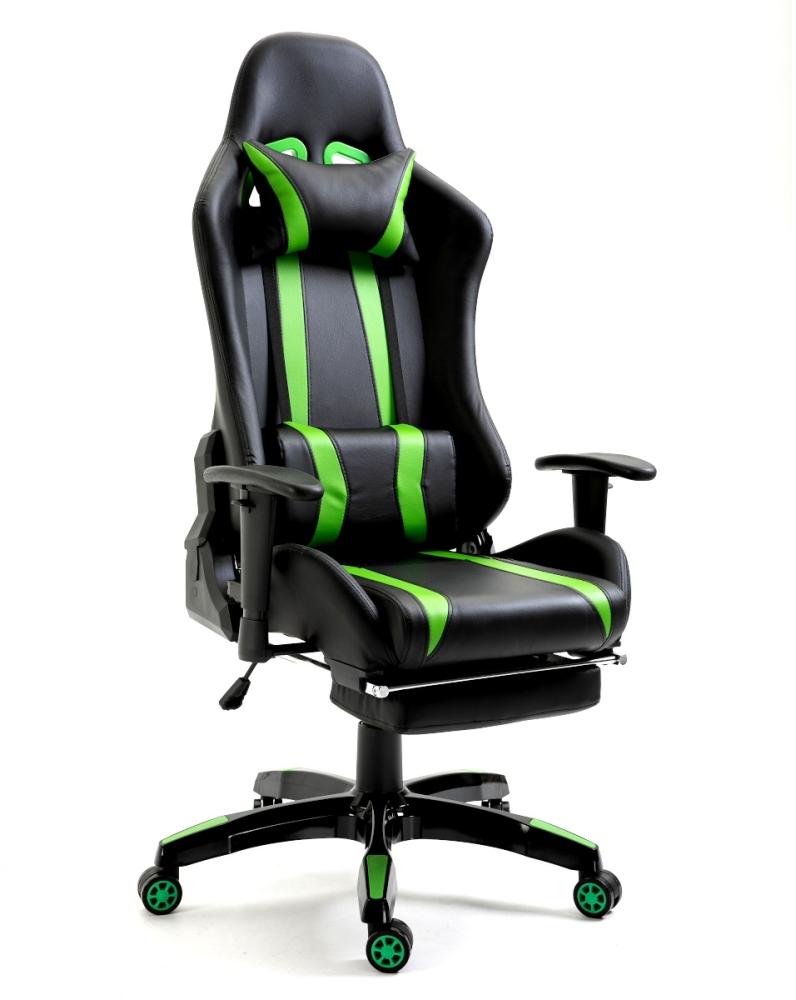 SVITA Gaming Stuhl Bürostuhl Schreibtischstuhl Drehstuhl Fußablage schwarz grün Bild 1