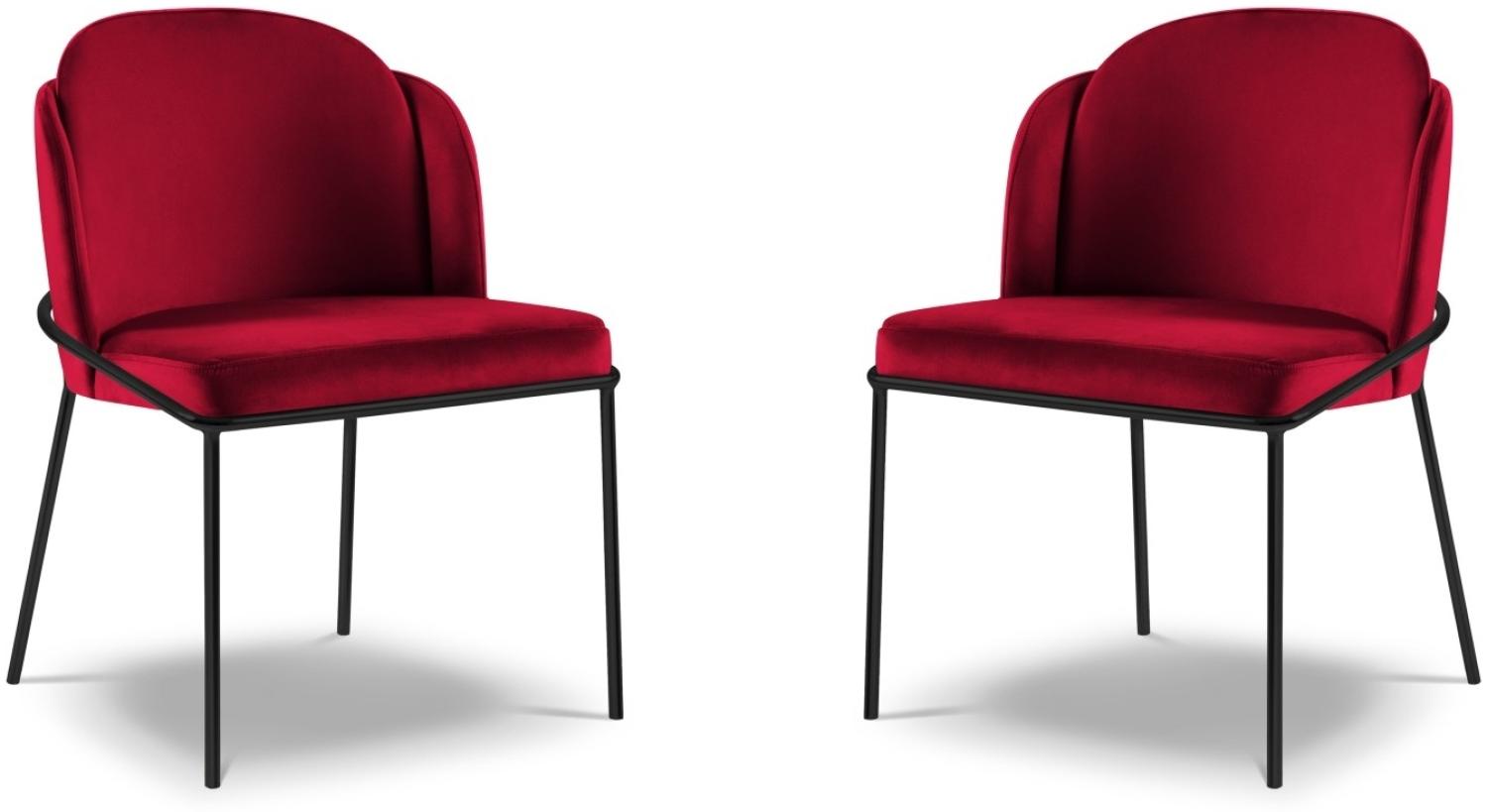 Micadoni 2er Set Stühle Limmen | Bezug Dark Red | Beinfarbe Black Metal Frame Bild 1