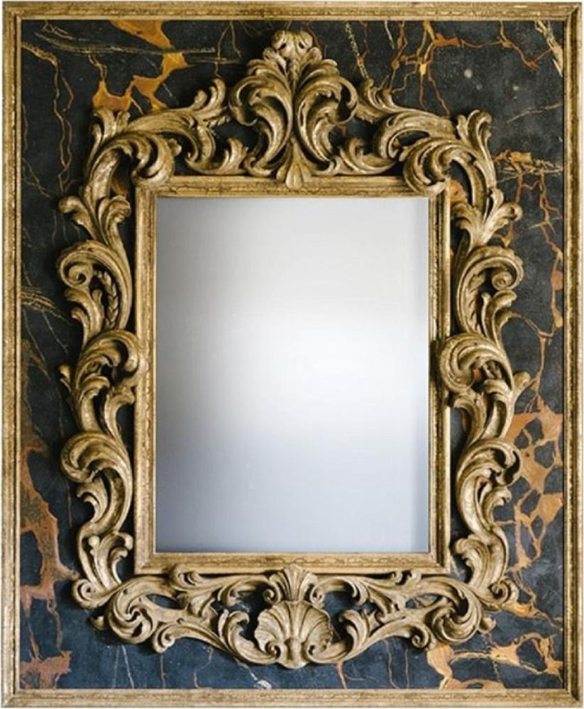 Casa Padrino Barock Spiegel Schwarz / Gold 104,5 x H. 128 cm - Prunkvoller handgefertigter Wandspiegel mit dekorativem Rahmen und wunderschönen Verzierungen Bild 1