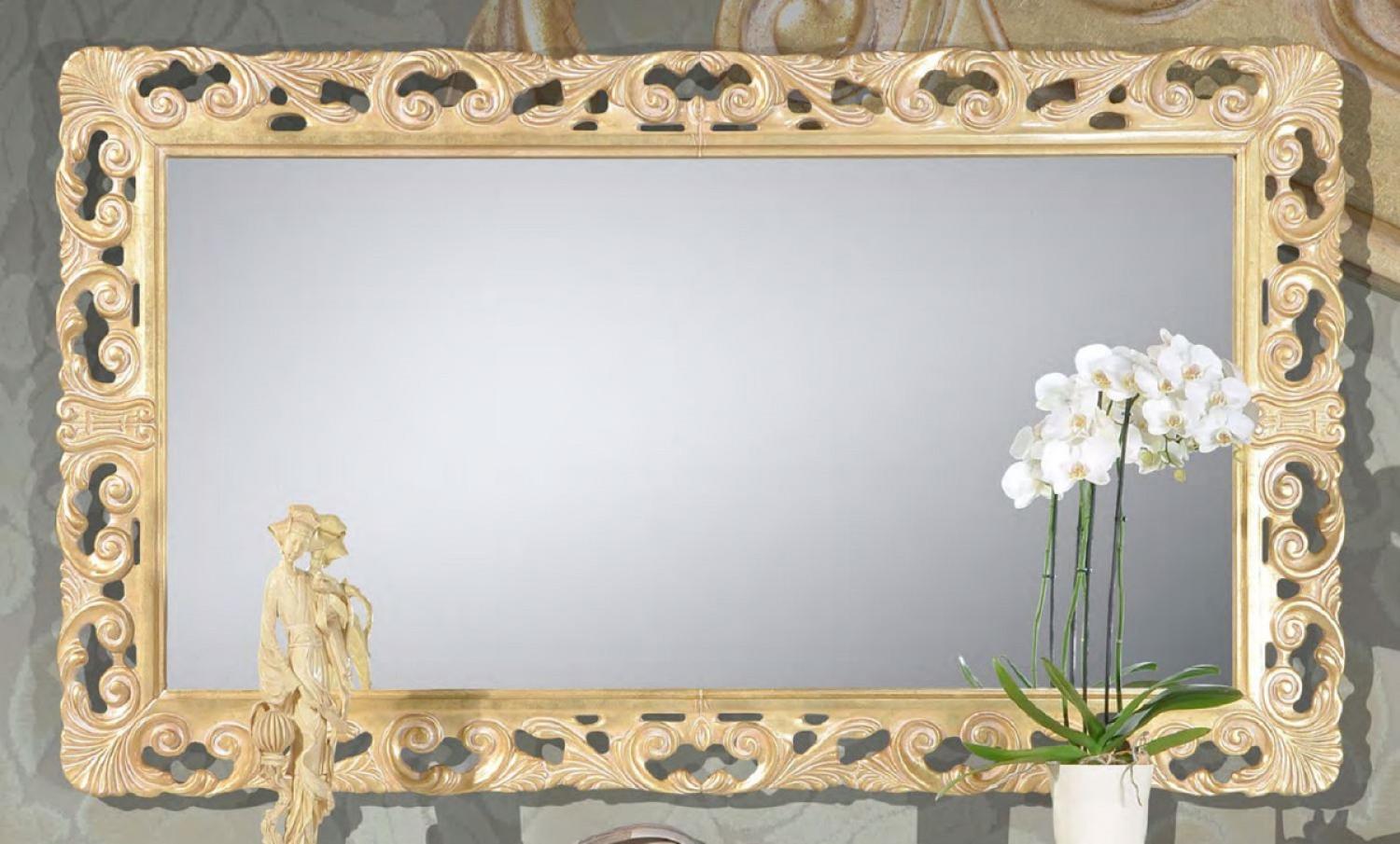 Casa Padrino Luxus Barock Spiegel Gold - Rechteckiger Massivholz Wandspiegel im Barockstil - Prunkvolle Barock Möbel - Luxus Qualität - Made in Italy Bild 1