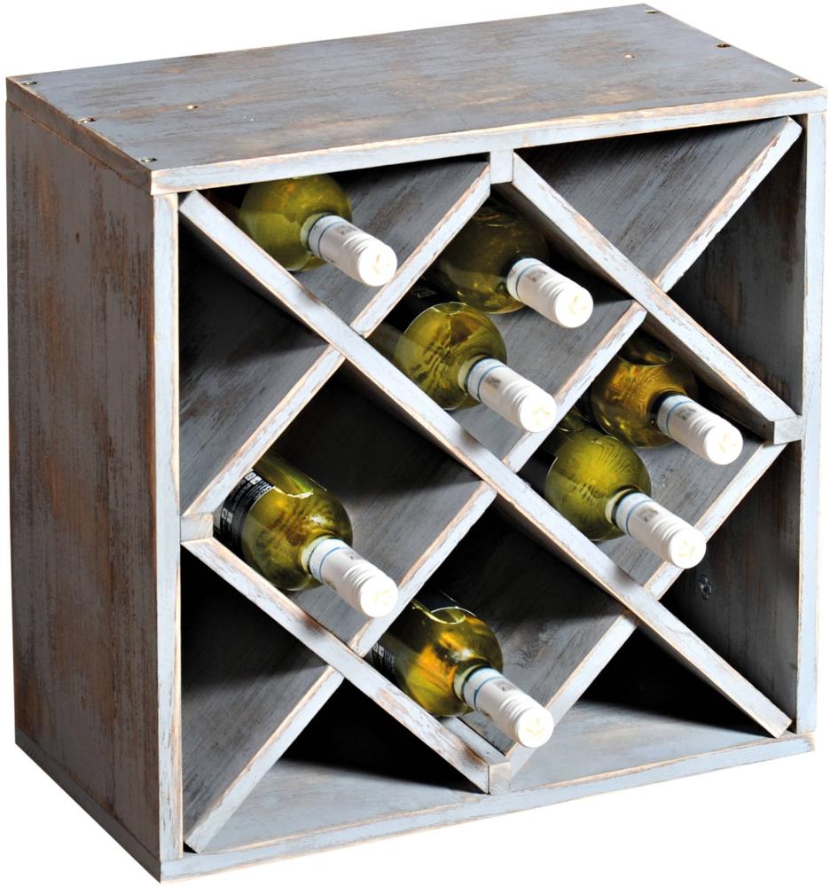 Weinflaschen-Regalsystem - 12-fache Einteilung - Palowniaholz Vintage grau Bild 1