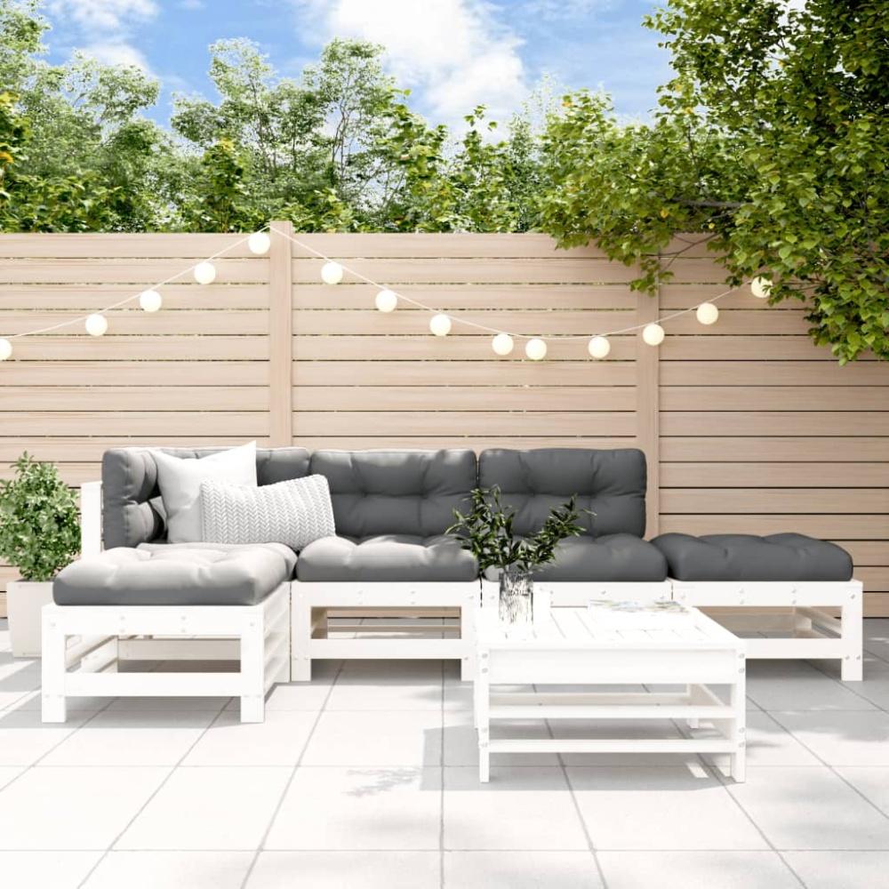 vidaXL 6-tlg. Garten-Lounge-Set Weiß Massivholz Kiefer Bild 1