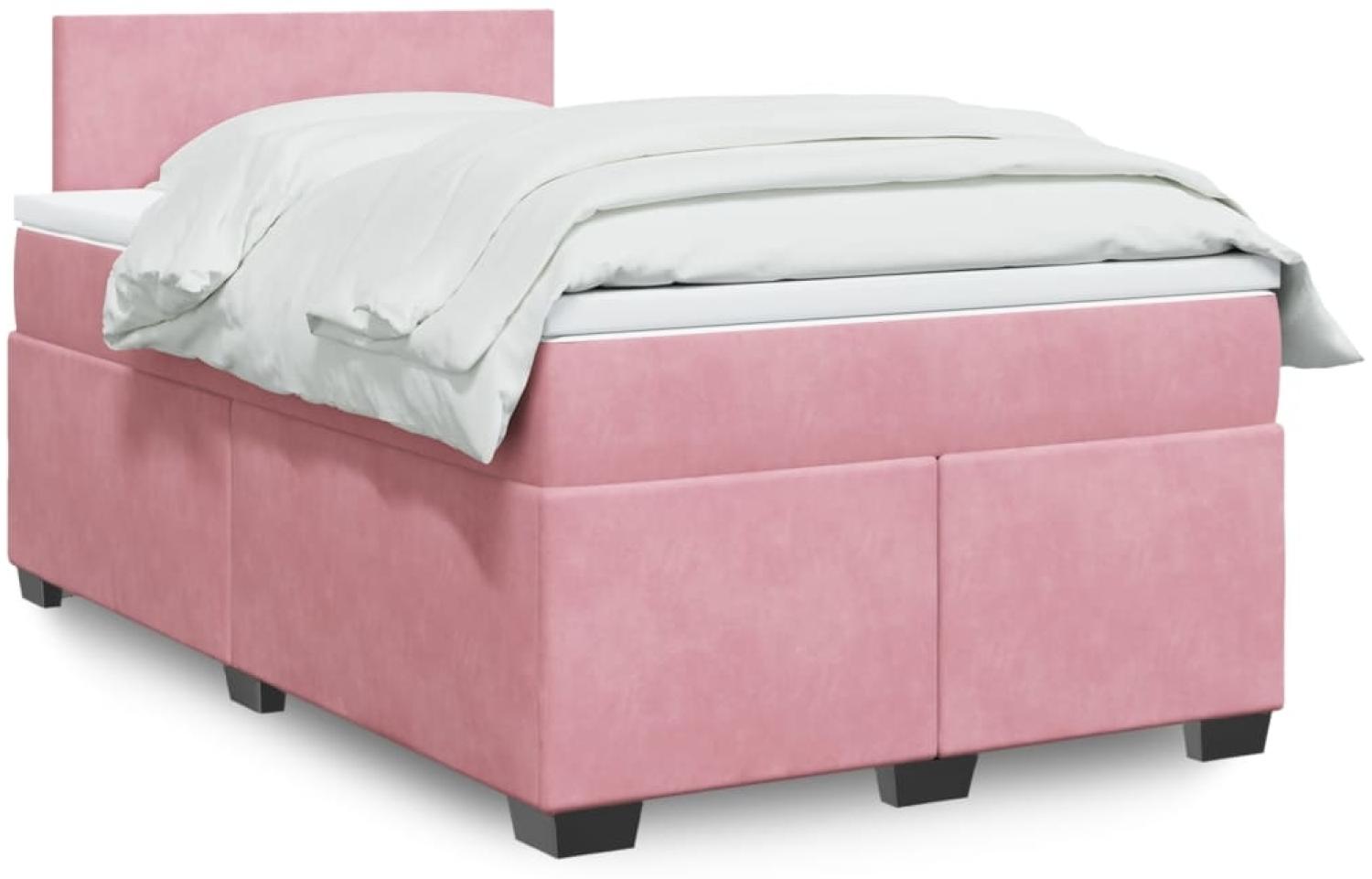 vidaXL Boxspringbett mit Matratze Rosa 120x200 cm Samt 3288581 Bild 1