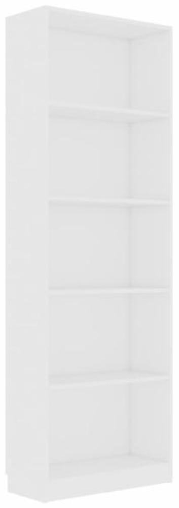 vidaXL Bücherregal 5 Fächer Weiß 60 x 24 x 175 cm Spanplatte Bild 1