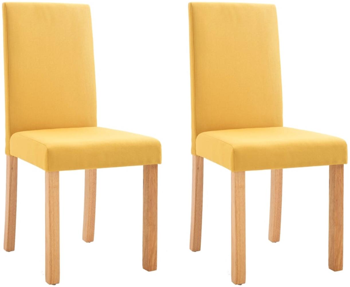 Esszimmerstühle 2 Stück Gelb Stoff Bild 1