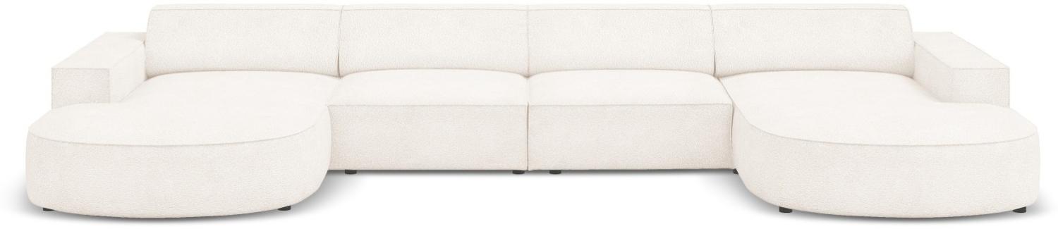 Micadoni 6-Sitzer Boucle Panorama Sofa Jodie | Bezug Beige | Beinfarbe Black Plastic Bild 1
