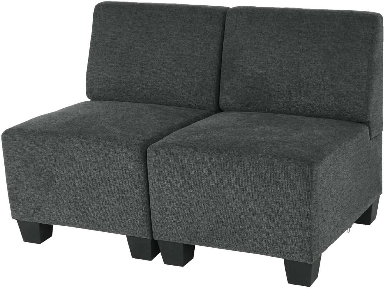 Modular 2-Sitzer Sofa Couch Lyon, Stoff/Textil ~ anthrazit-grau, ohne Armlehnen Bild 1