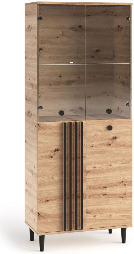 Vitrine Glasvitrine Livia 80x40x196cm Artisan Eiche schwarz Bild 1