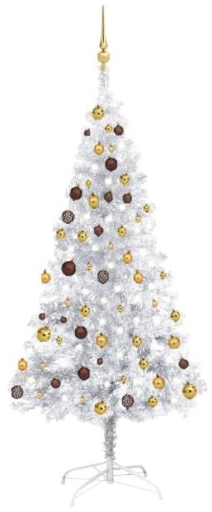 vidaXL Künstlicher Weihnachtsbaum mit LEDs & Kugeln Silbern 180cm PET, Mit Beleuchtung [3077524] Bild 1