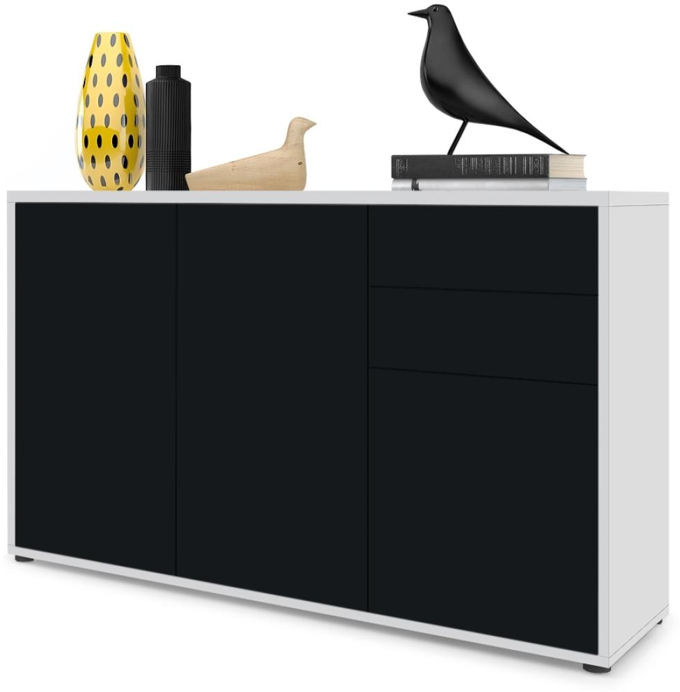 Vladon Sideboard Ben V3, Kommode mit 3 Türen und 2 Schubladen, Weiß matt/Schwarz matt (117 x 74 x 36 cm) Bild 1