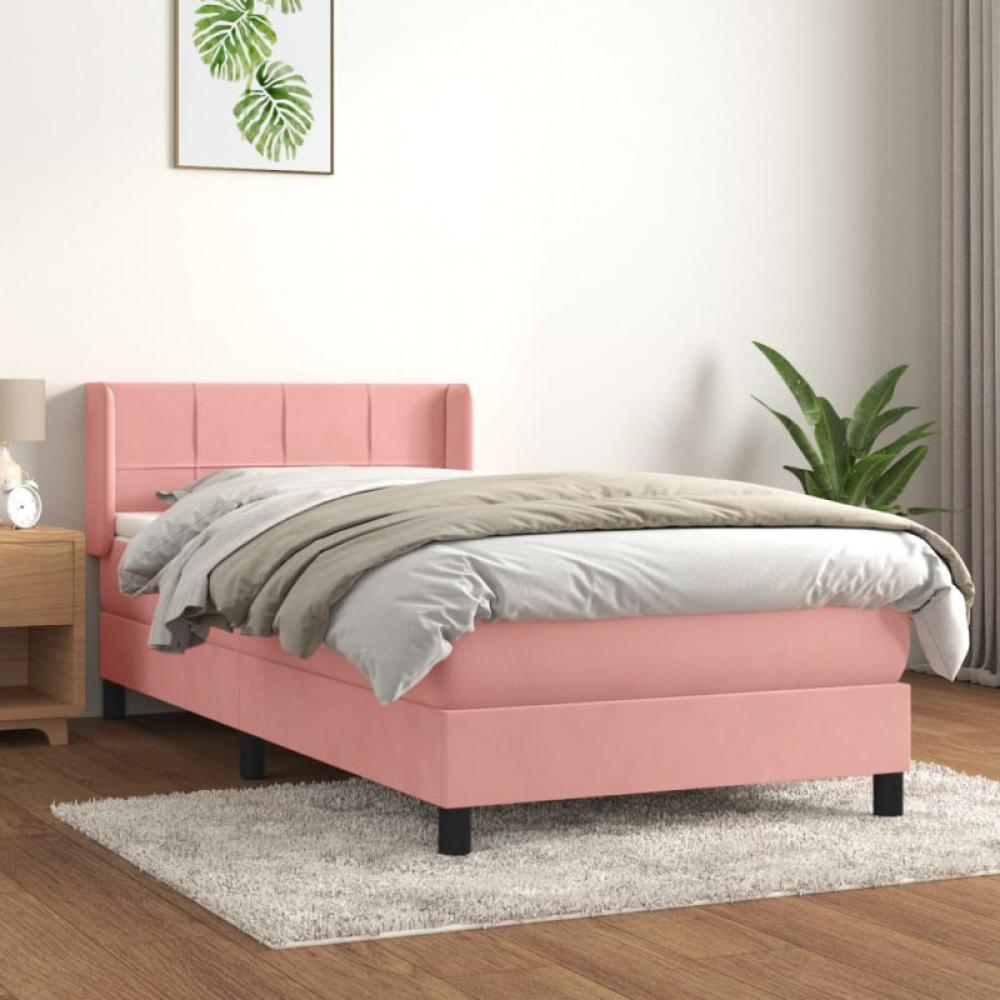 Boxspringbett mit Matratze Rosa 100x200 cm Samt (Farbe: Rosa) Bild 1