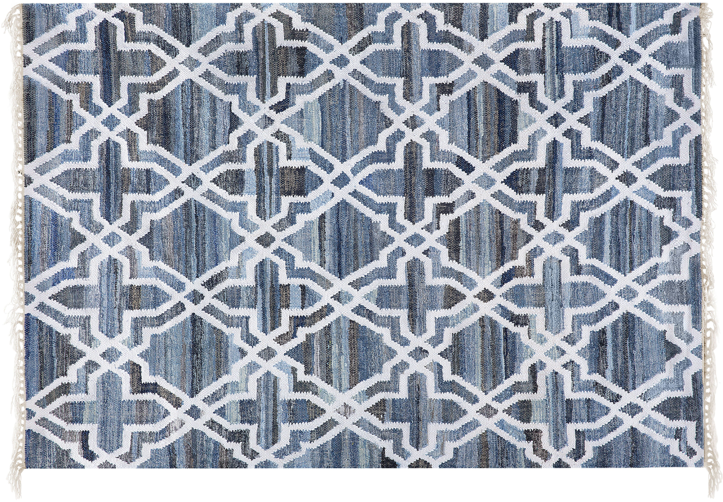 Teppich blau 140 x 200 cm marokkanisches Muster Kurzflor ADIYAMAN Bild 1