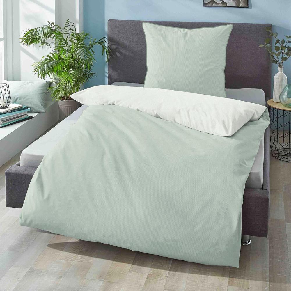 Bettwäsche SATIN salbei (BL 135x200 cm) BL 135x200 cm grün Bettbezug Bettzeug Bild 1