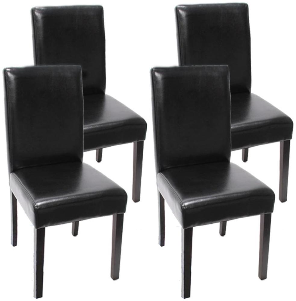 4er-Set Esszimmerstuhl Stuhl Küchenstuhl Littau ~ Leder, schwarz dunkle Beine Bild 1
