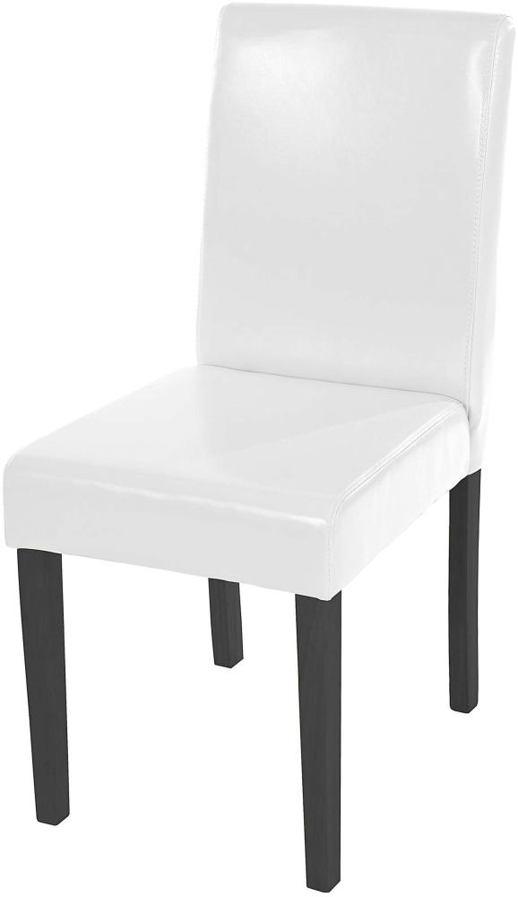 Esszimmerstuhl Littau, Küchenstuhl Stuhl, Leder ~ weiß, dunkle Beine Bild 1
