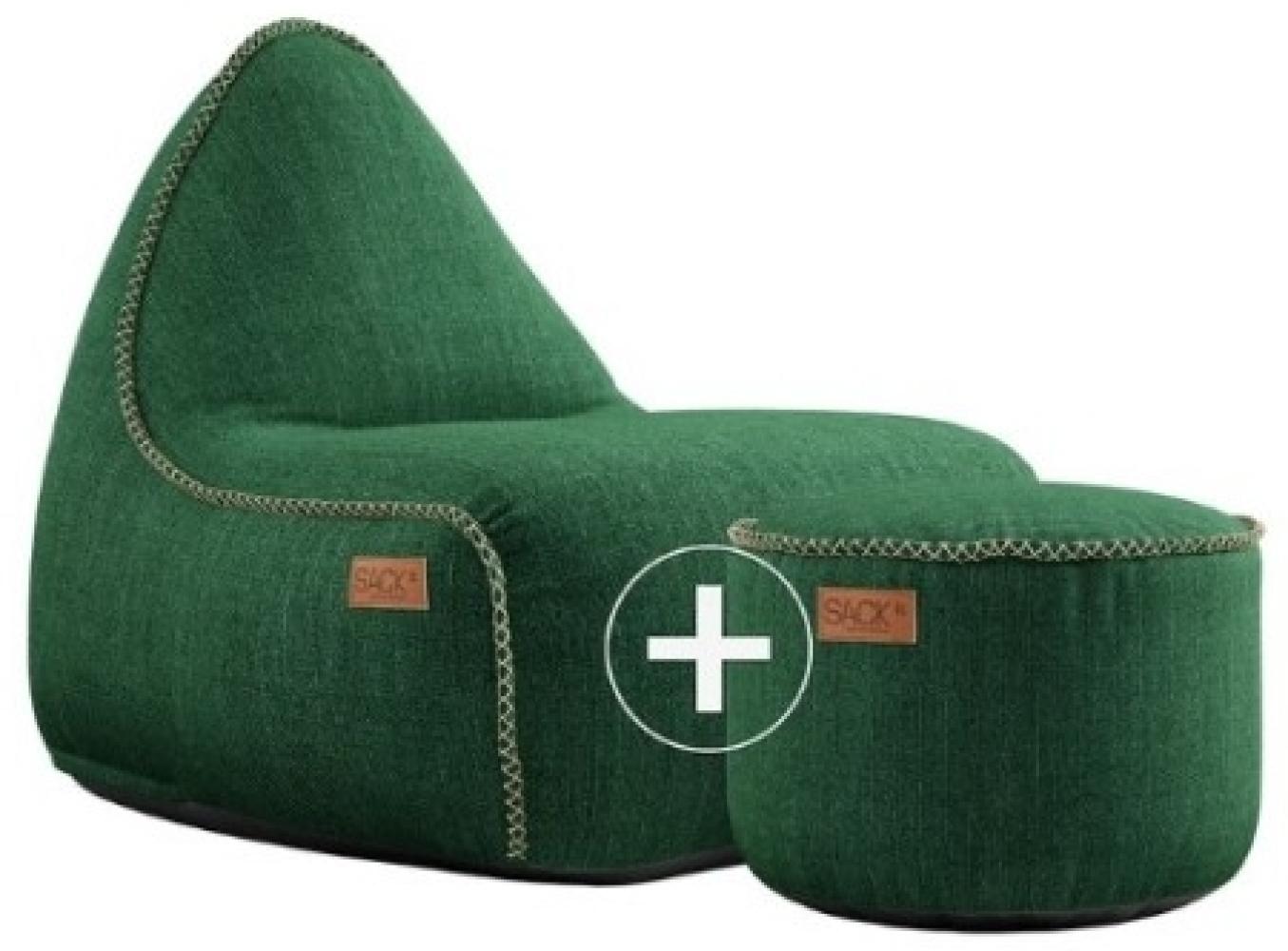RETROit Cobana Outdoor Sitzsack Loungsessel mit Hocker – Sparset grün Bild 1