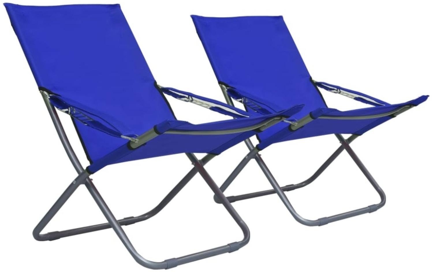 vidaXL Klappbare Strandstühle 2 Stk. Stoff Blau Bild 1