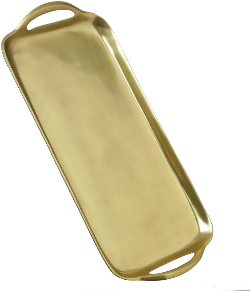 Dekotablett - Dekoteller - Serviertablett - Aluminium - rechteckig - mit Griffen - L: 36cm - gold Bild 1