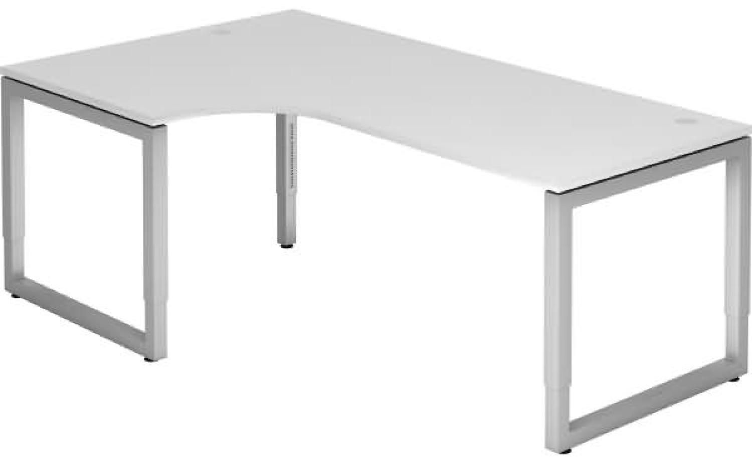 Winkeltisch RS82 O-Fuß eckig 200x120cm 90° Weiß Gestellfarbe: Silber Bild 1