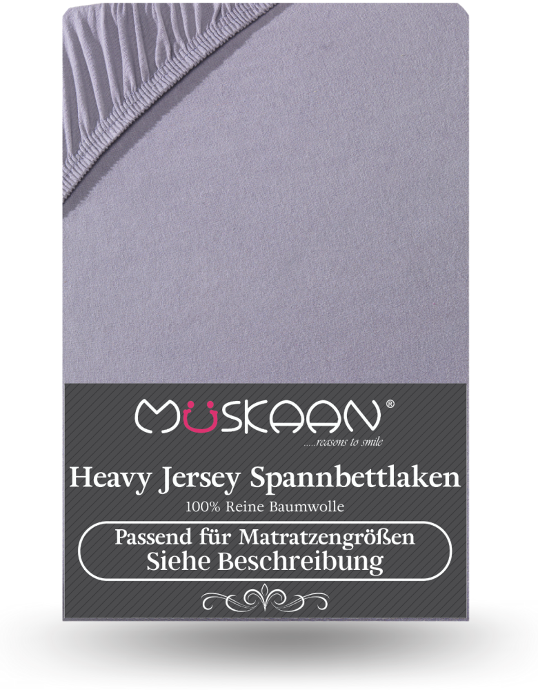 Müskaan - Premium Jersey Spannbettlaken 140x200 cm - 160x200 cm + 15 cm Topper 160 g/m² grau Bild 1