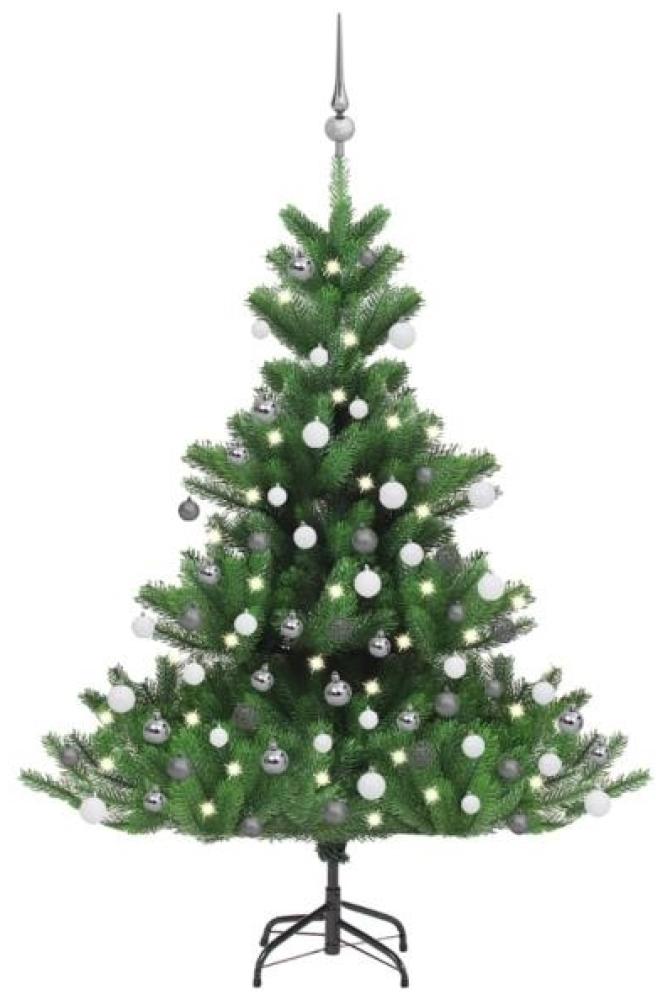 vidaXL Künstlicher Weihnachtsbaum Nordmann LED & Kugeln Grün 120 cm, Mit Beleuchtung [3077730] Bild 1