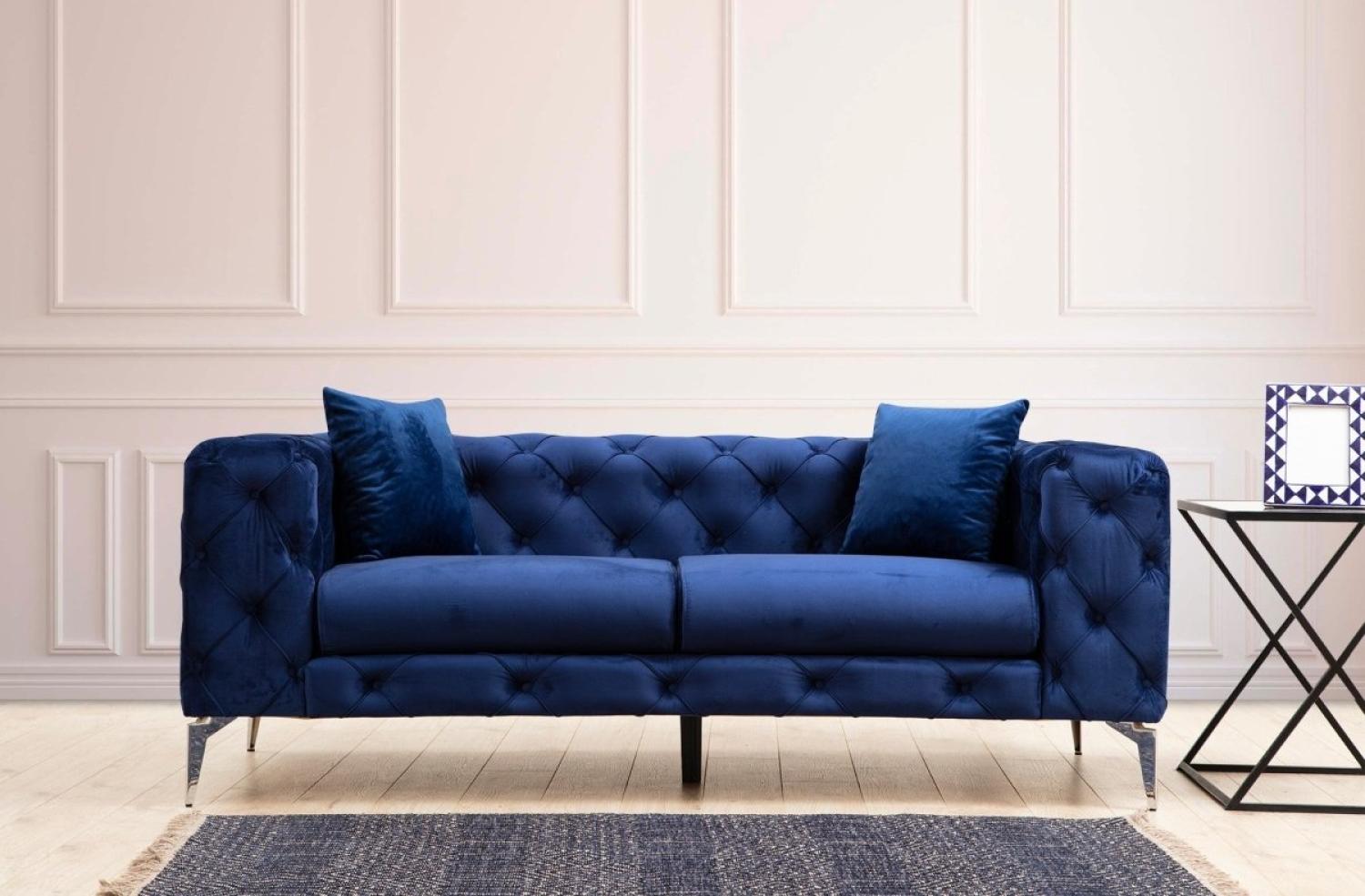 Designer Sofa Lignum Chesterfield (Samt) Blau Bild 1