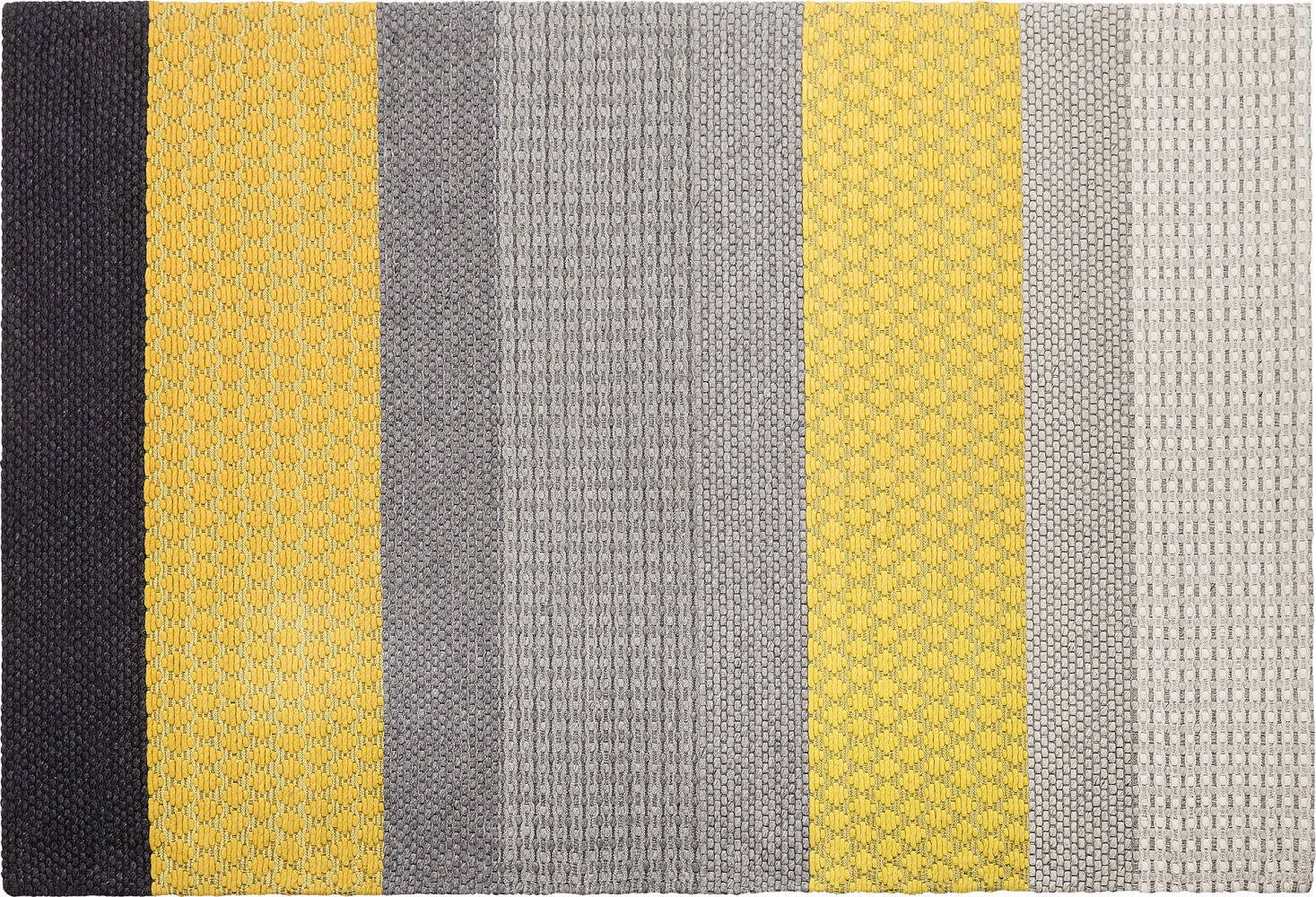 Teppich Wolle grau / gelb 140 x 200 cm Streifenmuster Kurzflor AKKAYA Bild 1
