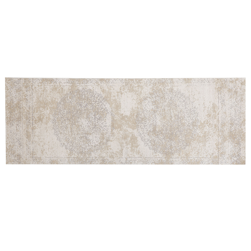 Teppich Baumwolle beige 60 x 180 cm orientalisches Muster Kurzflor BEYKOZ Bild 1