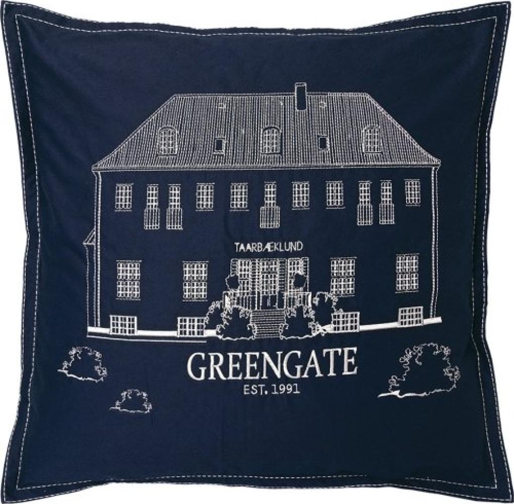 Greengate Kissenhülle Greengate Haus mit Stickerei Blue (50x50cm) COTCUS50ENGGL2502 Bild 1