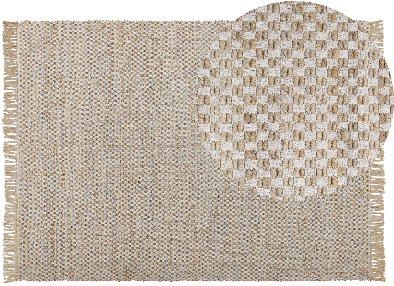 Teppich beige 140 x 200 cm kariertes Muster Kurzflor zweiseitig ZERDALI Bild 1