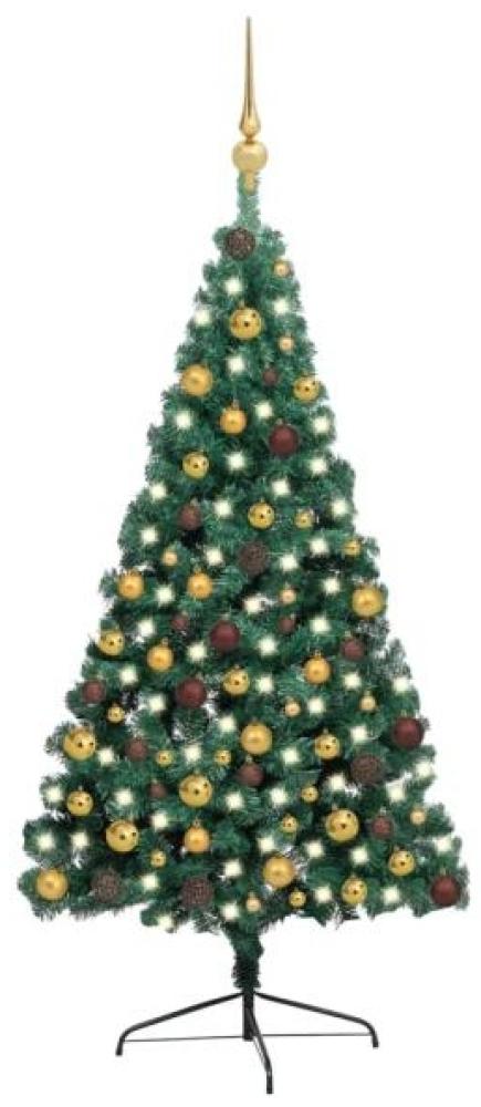 vidaXL Künstlicher Halber Weihnachtsbaum mit LEDs Schmuck Grün 210 cm Bild 1